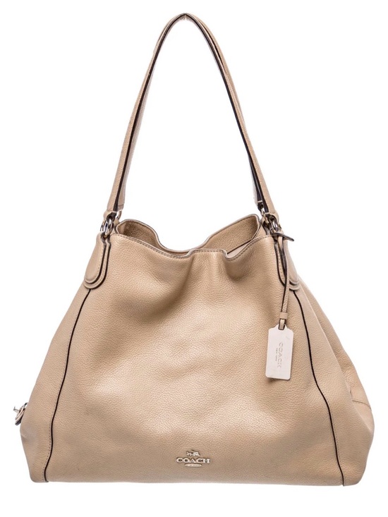 Coach Handbags - Coach Pebbled Leather Shoulder Hobo in Beige/Tan